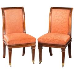 Pair of Early 20th Century Mahogany Hall Chairs in the Empire Style 1