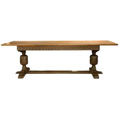 Long Elizabethan Style Oak Refectory Table