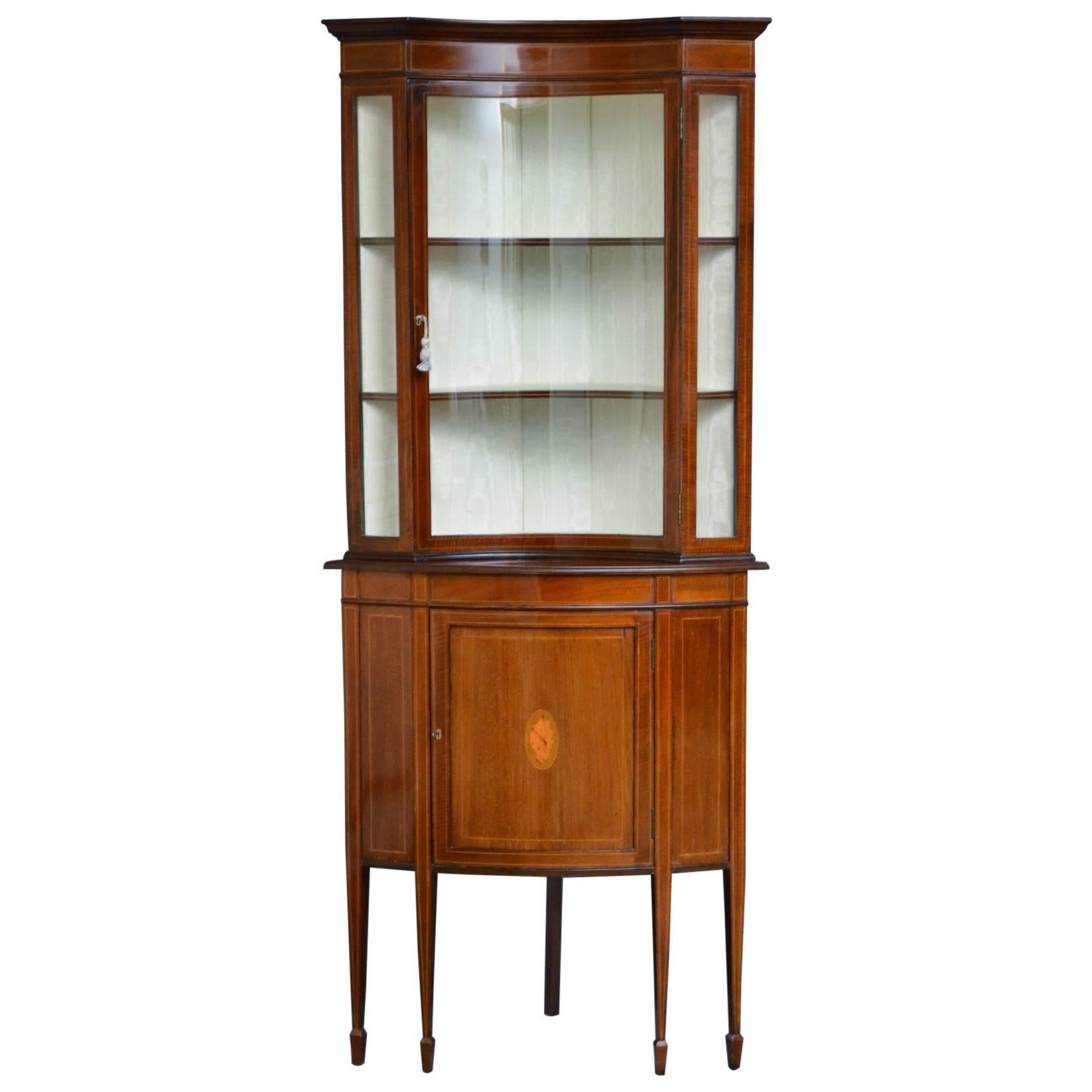 Unusual Edwardian Corner Display Cabinet