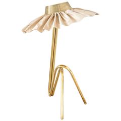 Freevolle Table Lamp, Big Size, Brass Glossy Finish, Taffeta Silk Shade 10