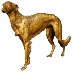 Retro 20th Century French Bronze Sculpture Depicting Greyhound