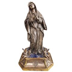 18th Century Silver Sculpture of the Madonna, Naples