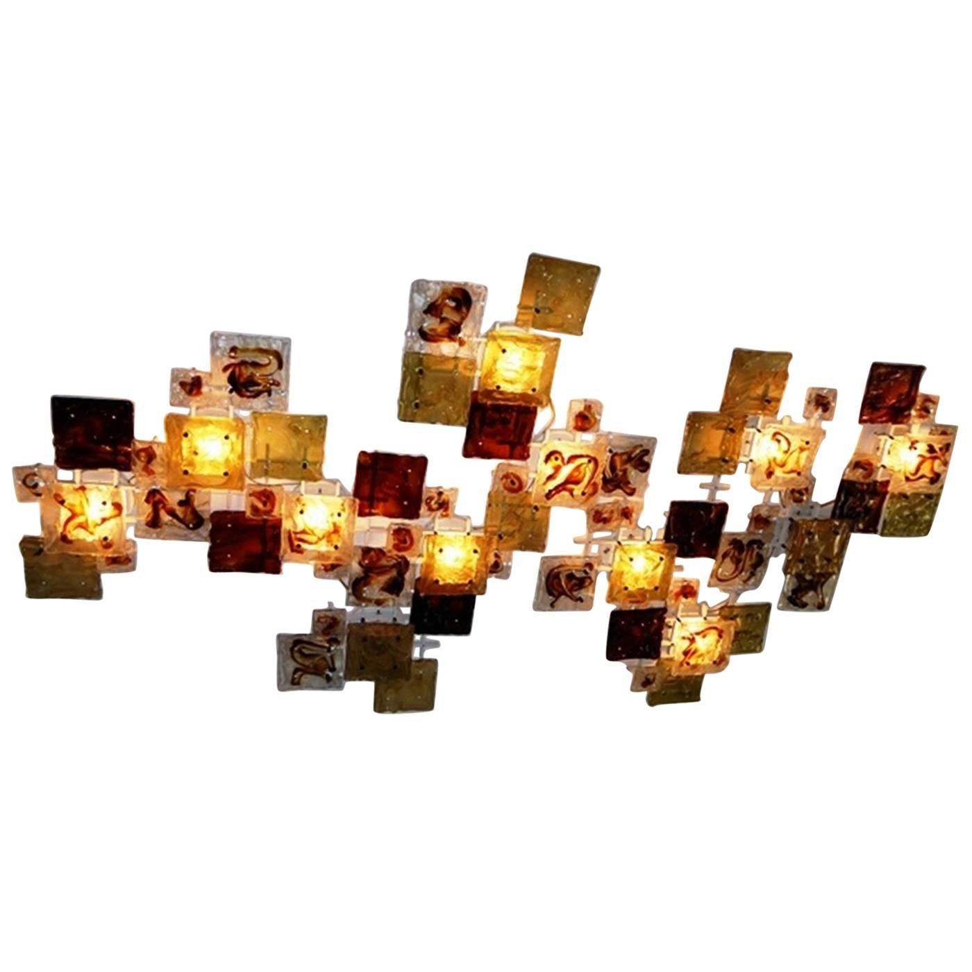 Set di 12 luci da soffitto o da parete "Patchwork" di Venini Murano