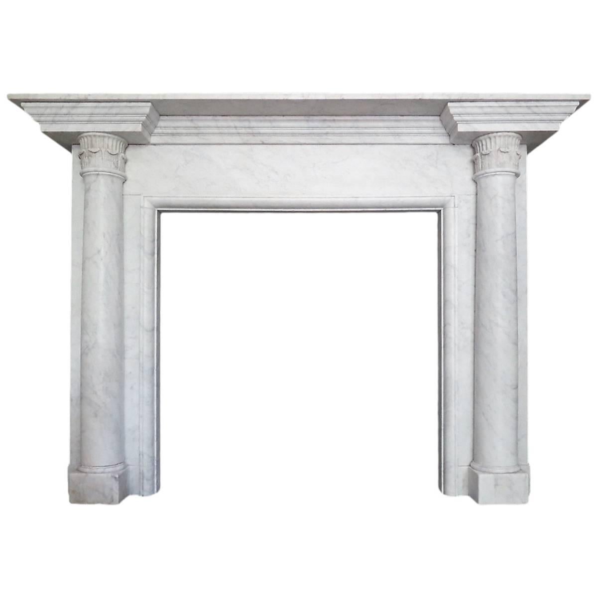 Architectural George III Fireplace Mantel in Carrara Marble For Sale