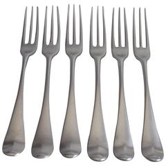 Very Rare Set of Six Hanoverian "Three Prong" Table Forks by Coker & Hannam