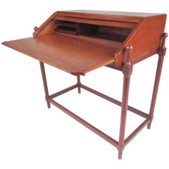 Vintage Teak Roll Top Desk by Proserpio Fratelli