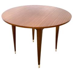 Mid-Century Mahogany Round Table, Italy, 1950s