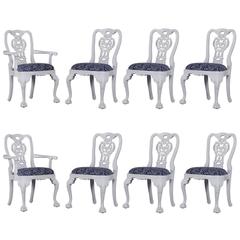 Set Eight George III Chippendale Style Painted Dining Chairs, Custom, England
