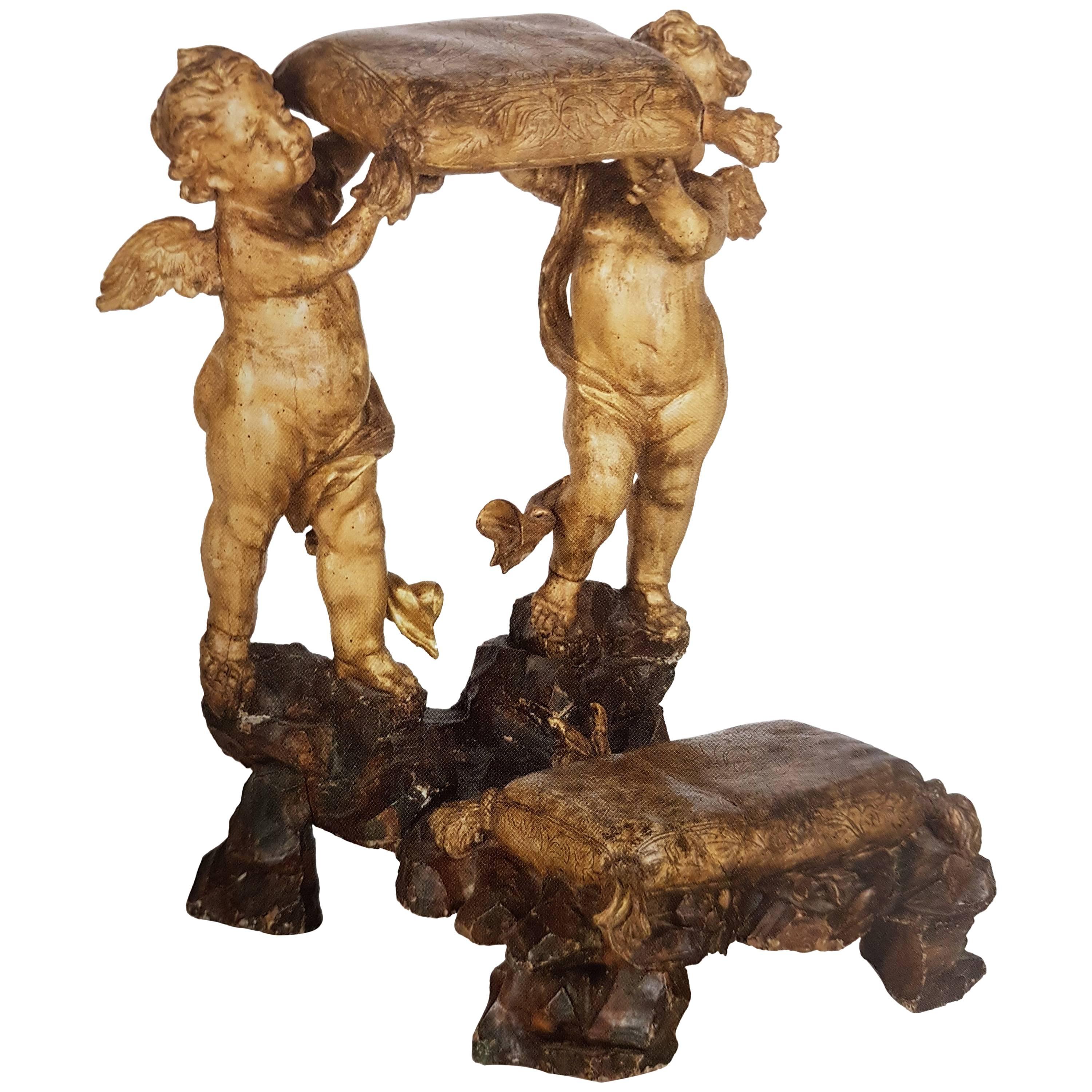 Lacquered, Sculpted and Giltwood Faldstool, Genoa, 17th-18th Century For Sale