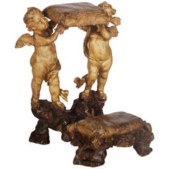 Lacquered, Sculpted and Giltwood Faldstool, Genoa, 17th-18th Century
