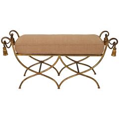 Hollywood Regency, Florentine, Italian Gold Leaf, Double Bench with Cushion 9