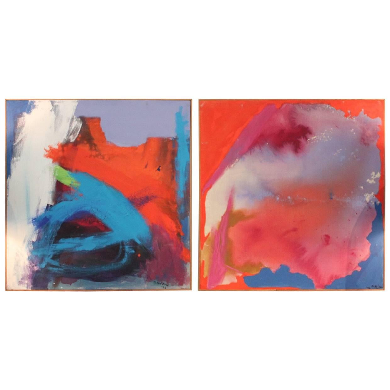 Pair of Paintings by M. Nelson, 1976