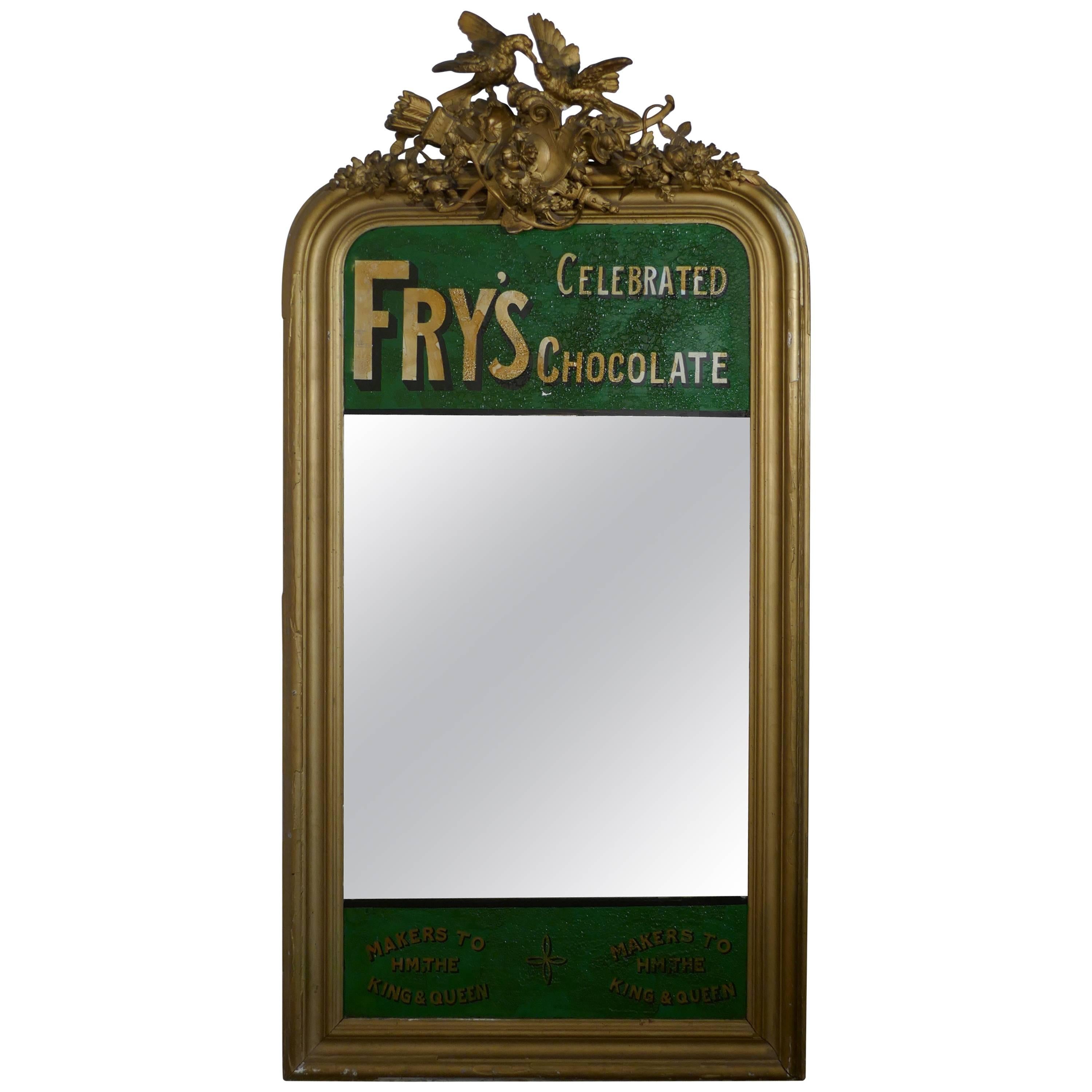 Large Victorian Advertising Mirror, Fry’s Chocolate Overmantel
