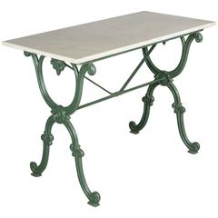 Antique French Cast Iron Marble-Top Bistro Table
