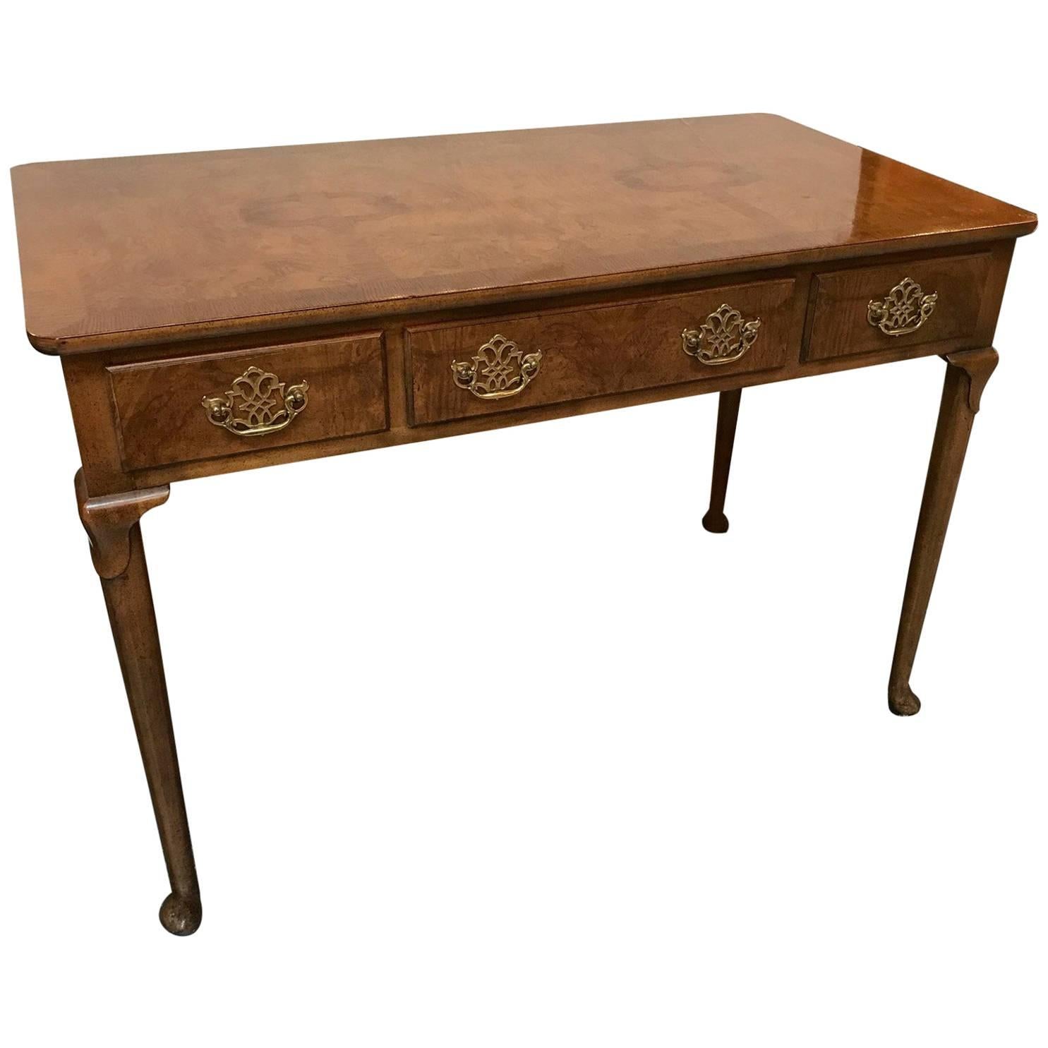 Burl Walnut Writing Table Desk by Baker Furniture