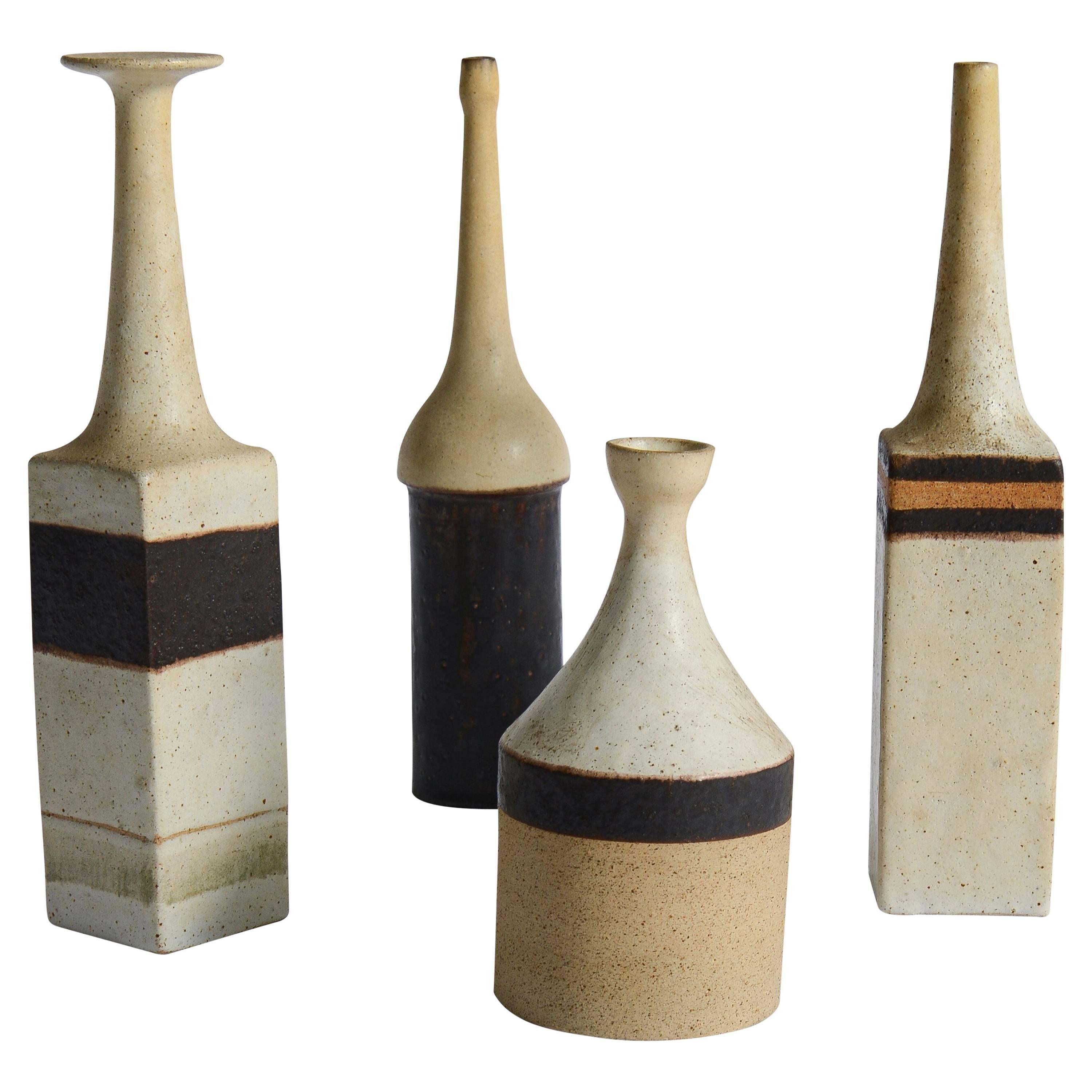 Set of Four Ceramic Vases by Bruno Gambone