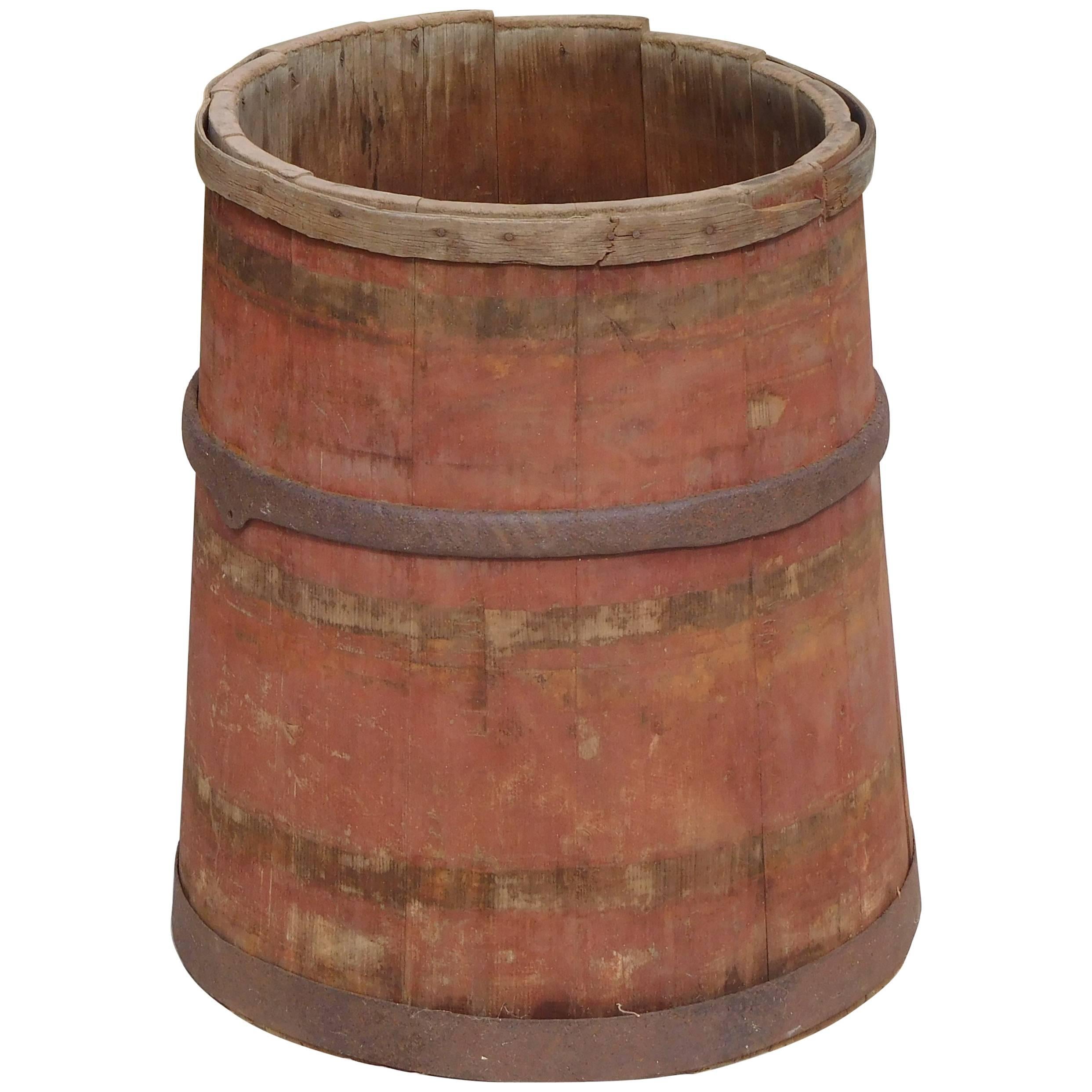 Large Master Maple Sap Collecting Barrel in Old Red Wash, Vermont, circa 1880 For Sale