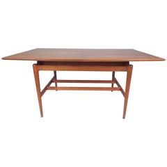 Stylish Danish Modern Floating Top Teak Dining Table 12