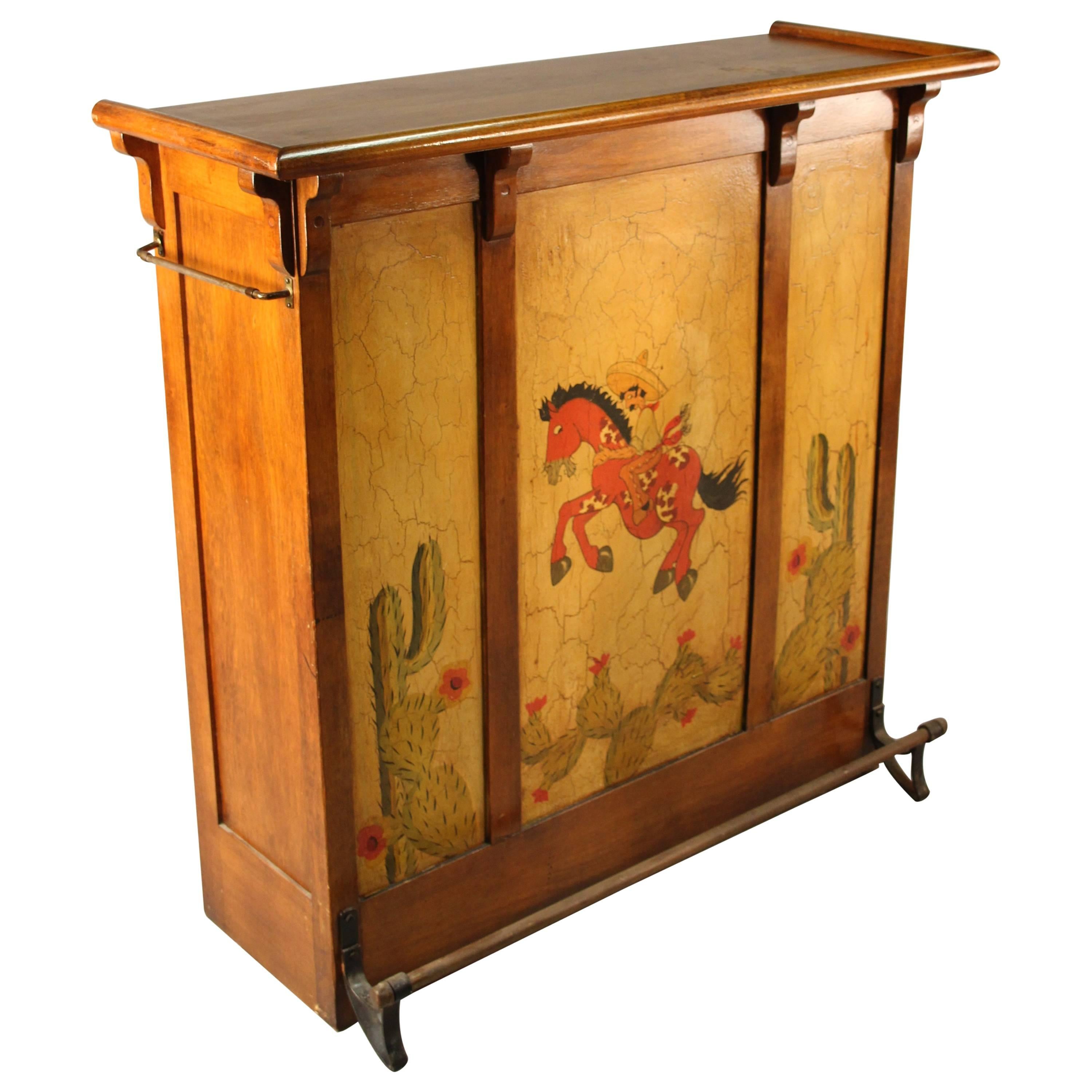 Monterey Period Bar with Intenoche Three-Panel Painting