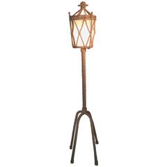 Audoux Minet 1960s Lantern Shape Cord Standing Lamp