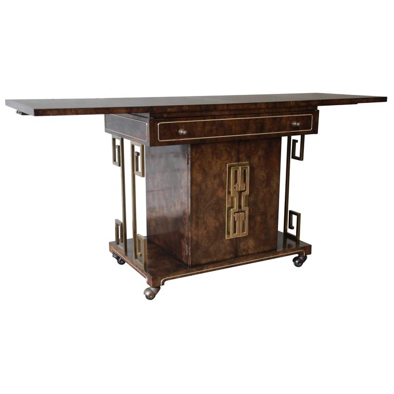 Bernhard Rohne for Mastercraft Burled Carpathian Elm Buffet or Bar Cart