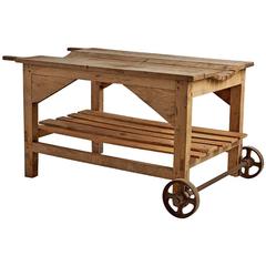 Primitive Bleached Oak Cheesemakers Cart, circa 1880s