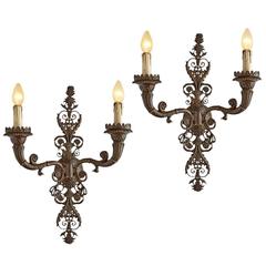 Pair of Monumental Classical Revival Cast Bronze Sconces by Caldwell, circa 1910