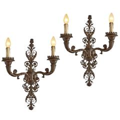 Pair of Monumental Classical Revival Cast Bronze Sconces by Caldwell, circa 1910 4