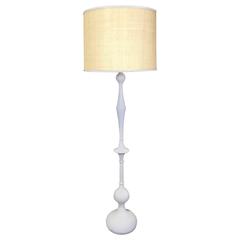 Tall Segmented Blanc De Chine Porcelain Floor Lamp After Diego Giacometti