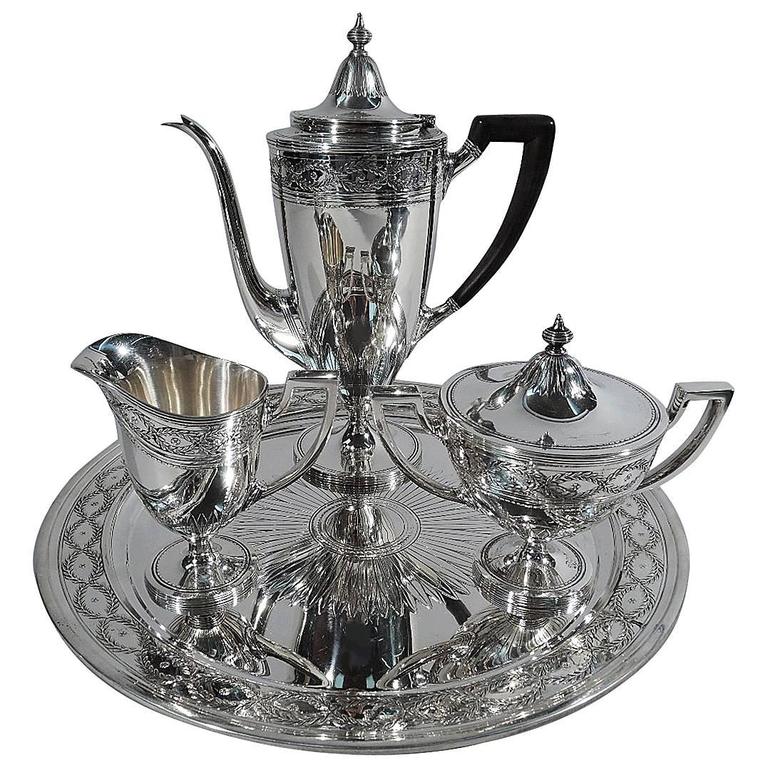 Antique Tiffany Winthrop Sterling Silver Coffee Service on Tray at 1stDibs