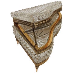 Beautiful French Cut Crystal Dore Gilt Bronze Ormolu-Mounted Piano Box Casket