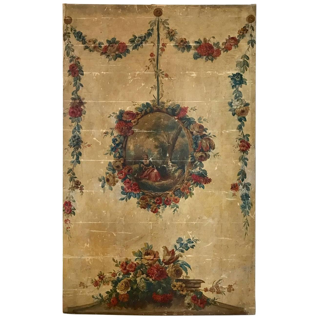 Large 18th Century French Oil on Canvas Wall Panel For Sale