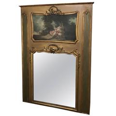 19th Century French Louis XV Painted and Gilded Trumeau, circa 1870 11