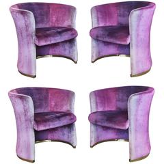 Set of Four Milo Baughman for Thayer Coggin Brass Based Chairs with Ombre Velvet 10
