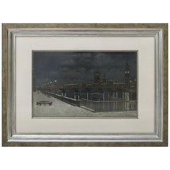 Vintage "London Bridge at Night" Painting