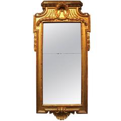 Antique Early 19th Century Parcel-Gilt Gold Gustavian Mirror in the Louis XVI Style