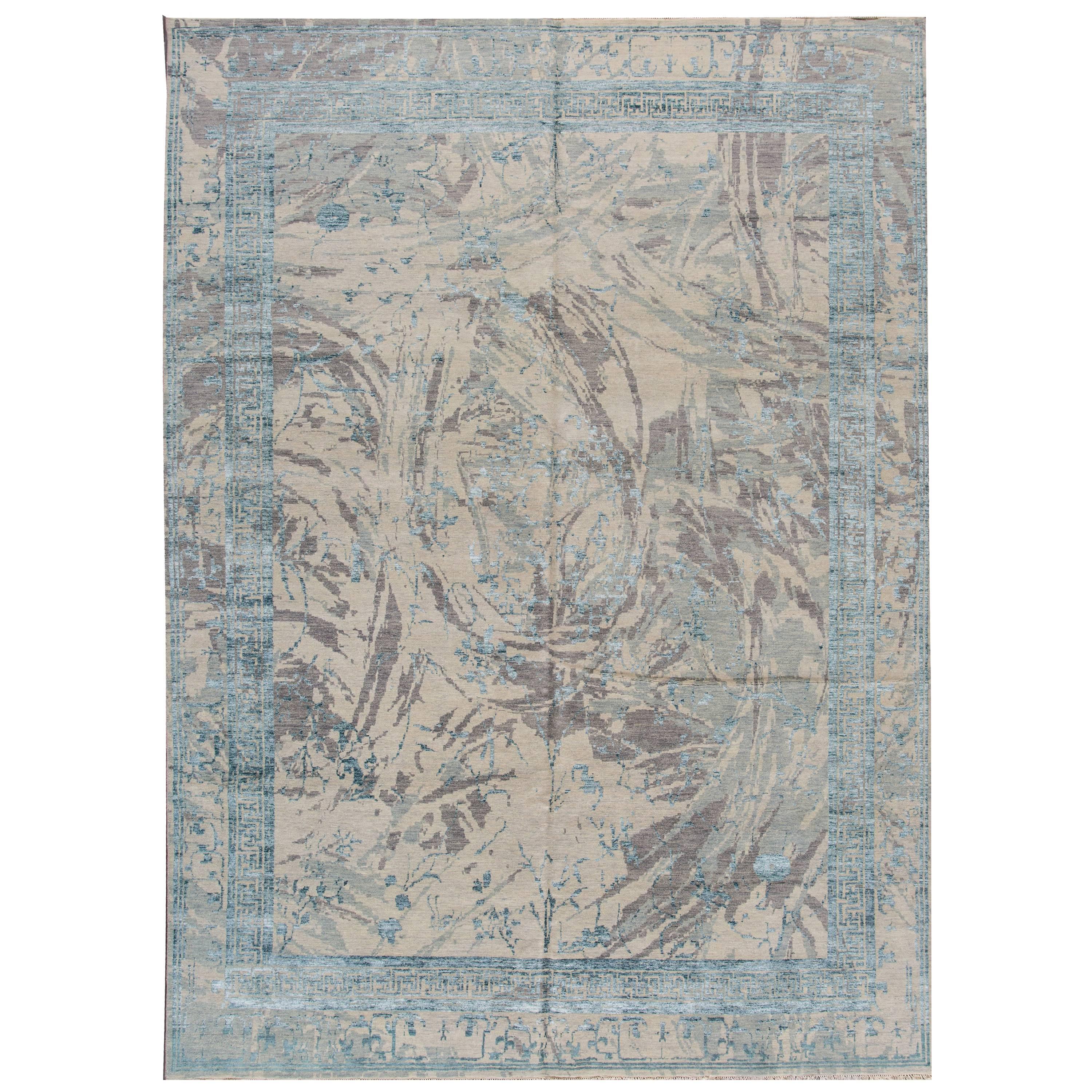 Blue and White Patchwork Look Area Rug For Sale at 1stDibs