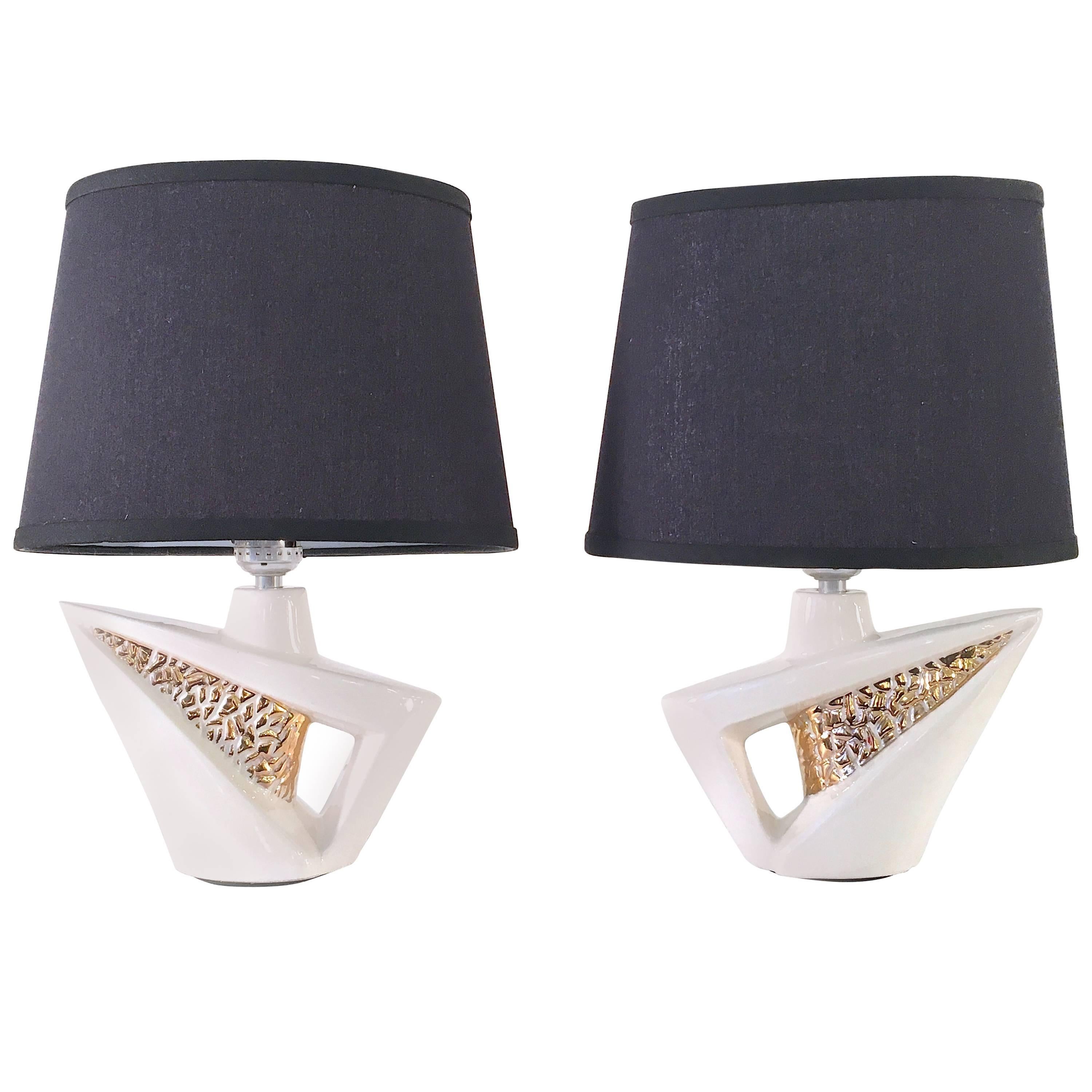Pair of Sculptural Petite Accent or Boudoir Lamps For Sale