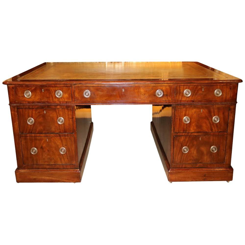 English Regency Mahogany Partners' Desk For Sale