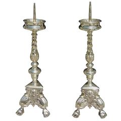Pair of Italian Brass Figural and Decorative Foliage Prickets, Circa 1760 10