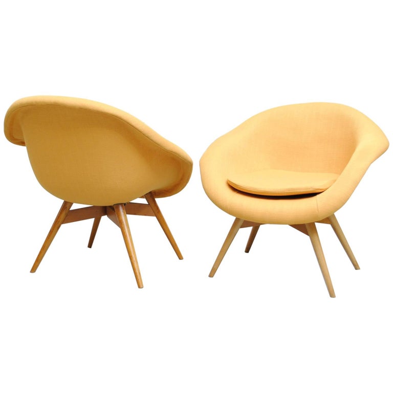 Pair of Bucket Lounge Chairs by Miroslav Navrátil for Vertex at 1stDibs