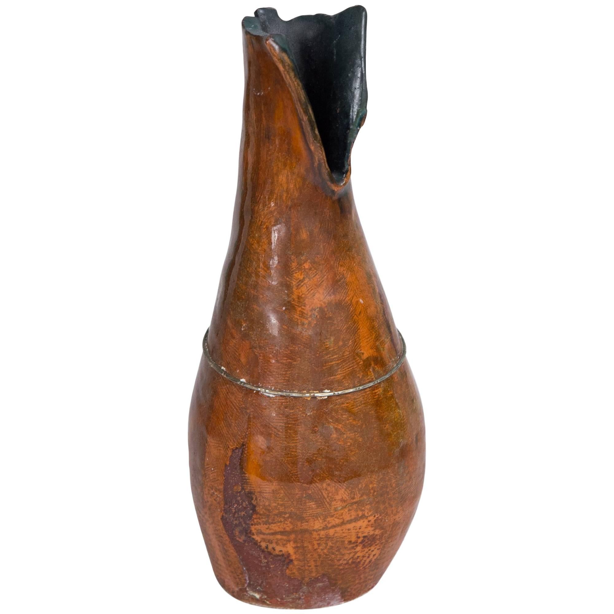 Red Glazed Hand Built Ceramic Vase by Juliette Derel For Sale