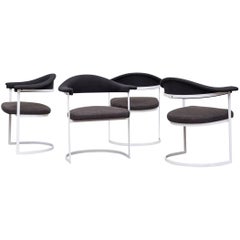 Set of Four German Anton Lorenz Style Deco Metal-Framed Chairs