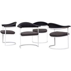 Set of Four German Anton Lorenz Style Deco Metal-Framed Chairs 9