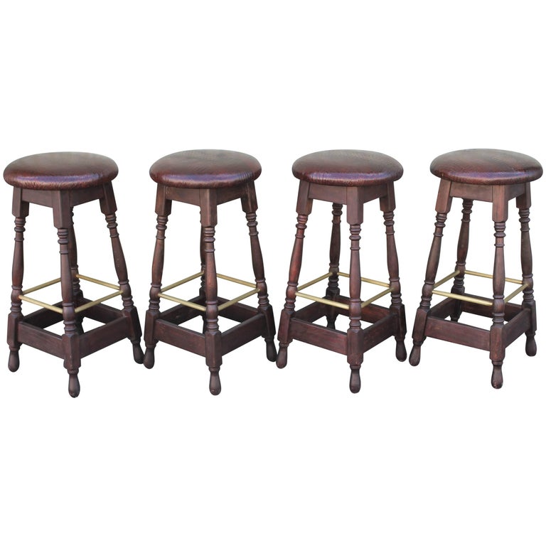 Set of Four Early 1900s Bar Stools from Philadelphia, Pennsylvania at