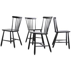 Set of Four Yngve Ekström Designed Spindle Back Chairs by Pastoe