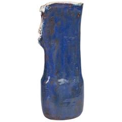 Blue Glazed Hand Built Ceramic Vase by Juliette Derel