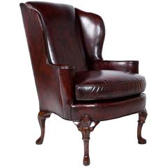 Antique Leather Wingback Armchair
