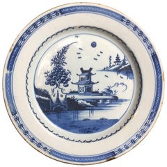 London Delft Plate, Chinese Pagoda, circa 1770
