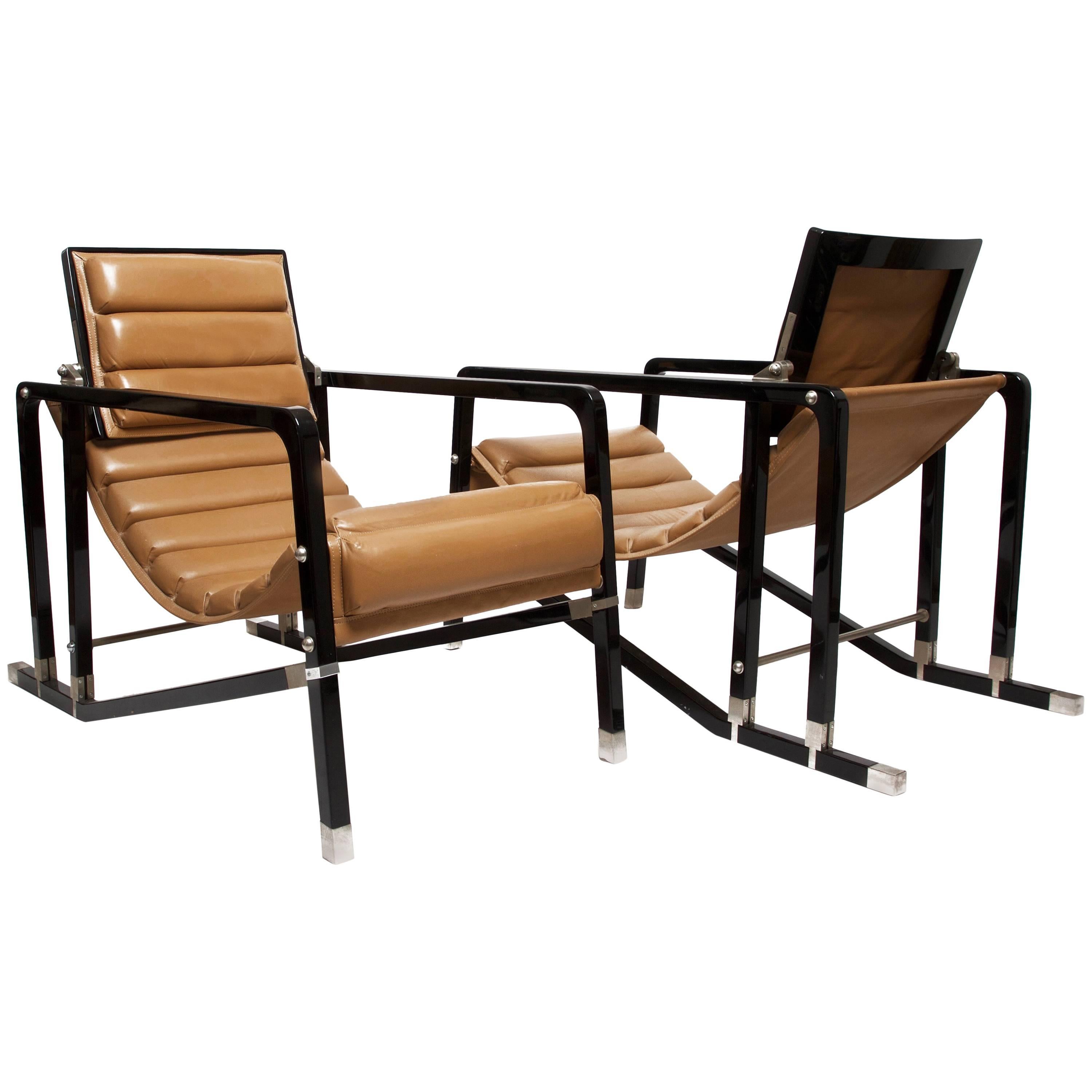 Eileen Gray, Pair of Transat Chairs by Andrée Putman, Ecart International